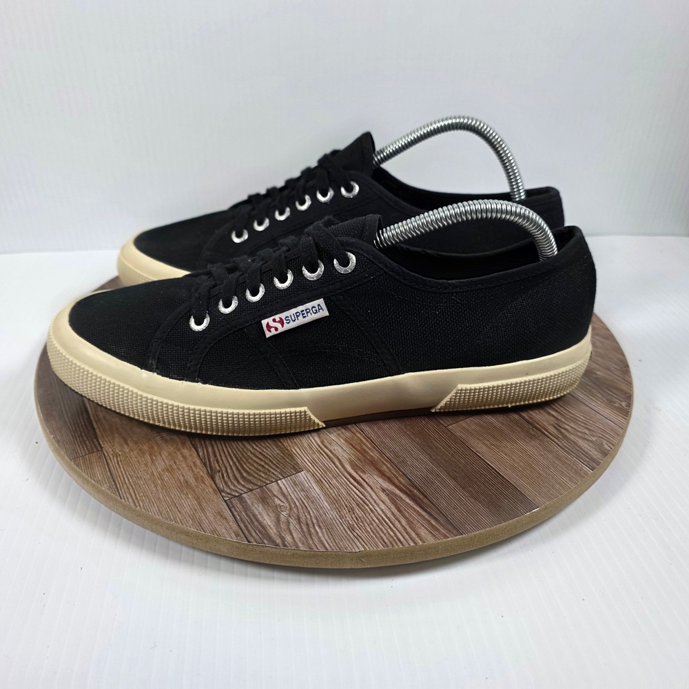 Superga 2750 Cotu Classic Sneakers M9.5/W11.5 Black Canvas Low Top Lace Up Shoes - Picture 5 of 10